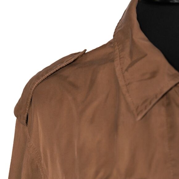 H&M Women's Brown Utility Jacket Oversized Field Cargo Twill Button Coat Small - Picture 9 of 10